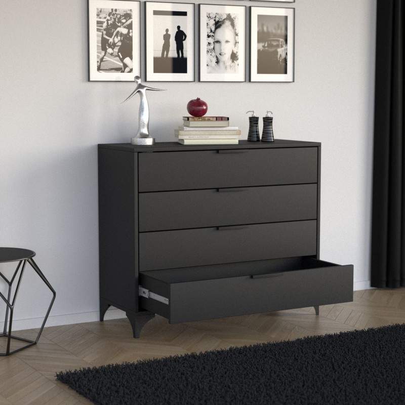 HOME Komoda se 4 zásuvkami - moderní komoda do obývacího pokoje a ložnice