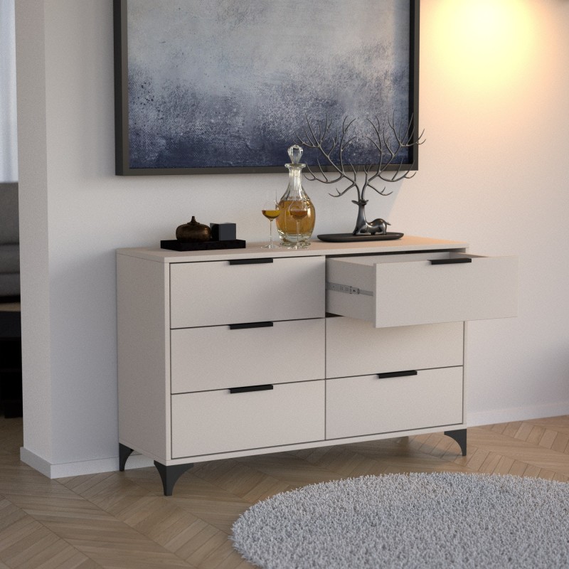 HOME Komoda se 6 zásuvkami - moderní, prostorná, praktická