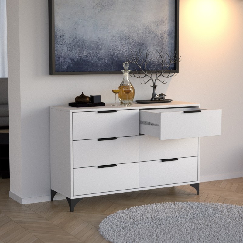 HOME Komoda se 6 zásuvkami - moderní, prostorná, praktická