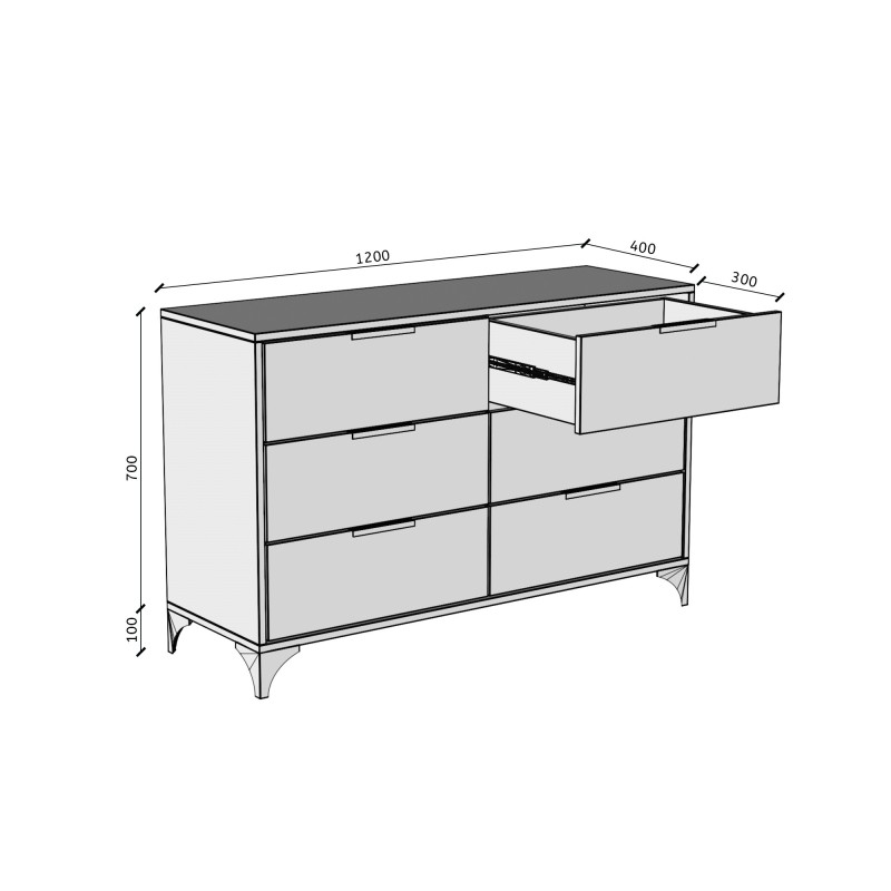 HOME Komoda se 6 zásuvkami - moderní, prostorná, praktická