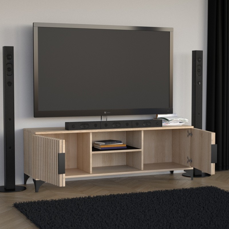 HOME Dvoudveřová RTV skříňka s lištami - moderní, funkční