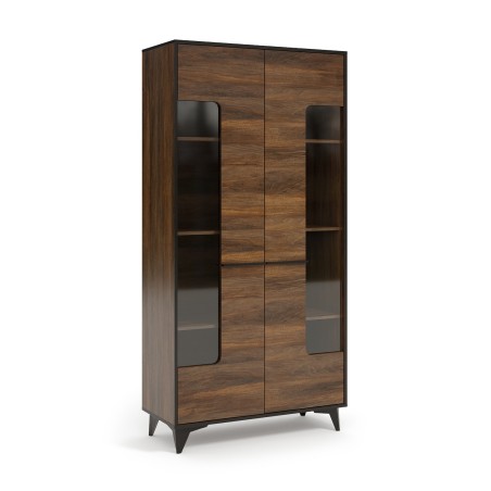 Dvoudveřová vysoká skříň FELIA - moderní, prostorná, ořech Shirin