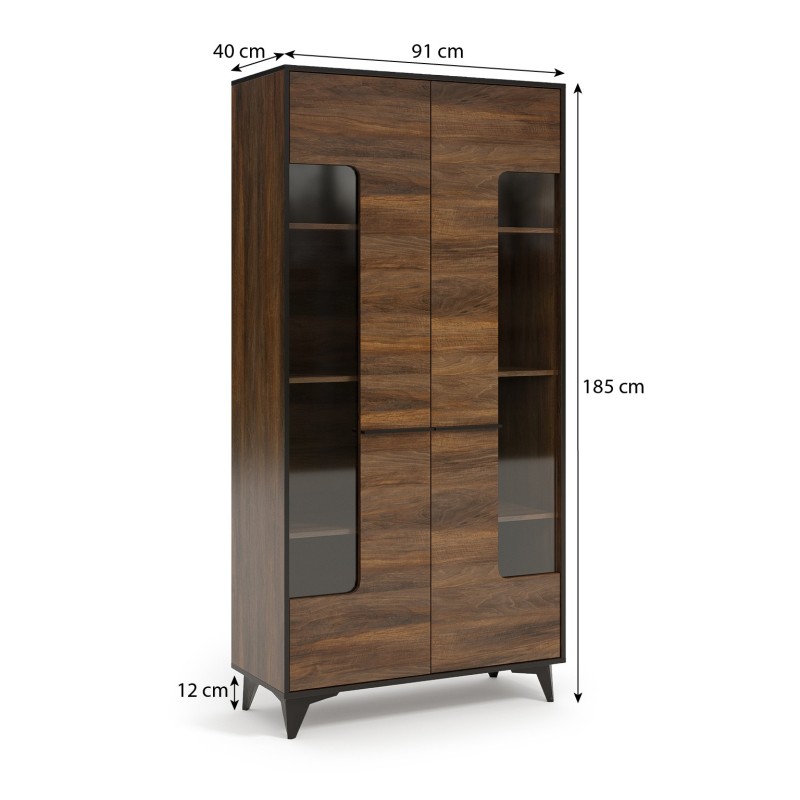 Dvoudveřová vysoká skříň FELIA - moderní, prostorná, ořech Shirin