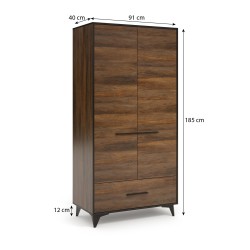 Dvoudveřová šatní skříň FELIA se zásuvkou - moderní a praktická