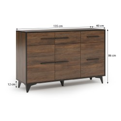 Komoda FELIA 3 dvířka + 3 zásuvky - moderní, elegantní a praktická