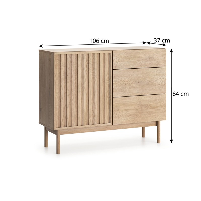 Komoda SAPPORO 3 zásuvky a 1 dvířka | Styl a funkčnost