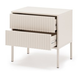 Noční stolek NOTO se 2 zásuvkami a drážkovanými čely | Kašmír