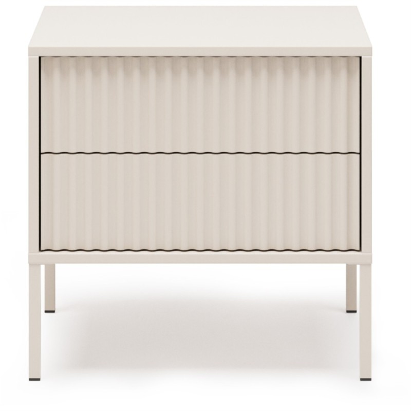 Noční stolek NOTO se 2 zásuvkami a drážkovanými čely | Kašmír