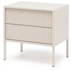 Noční stolek NOTO se 2 zásuvkami a drážkovanými čely | Kašmír