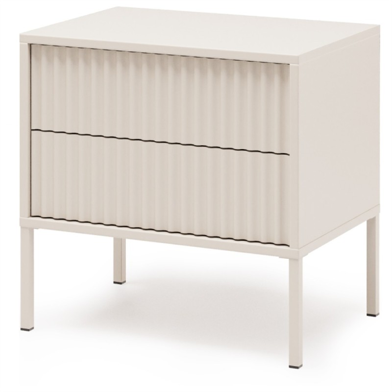 Noční stolek NOTO se 2 zásuvkami a drážkovanými čely | Kašmír