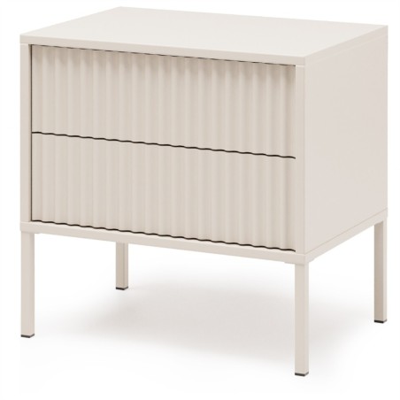 Noční stolek NOTO se 2 zásuvkami a drážkovanými čely | Kašmír