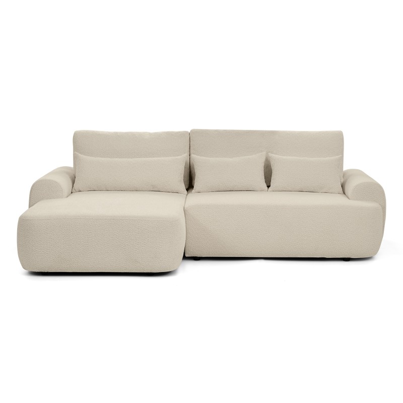 Rohová pohovka OLIVER s funkcí spaní a úložným boxem - Bouclé