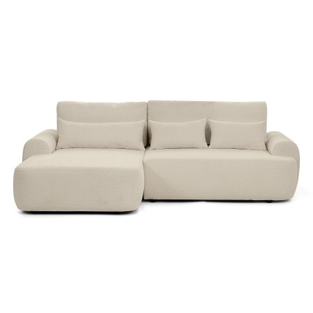 Rohová pohovka OLIVER s funkcí spaní a úložným boxem - Bouclé