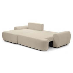 Rohová pohovka OLIVER s funkcí spaní a úložným boxem - Bouclé