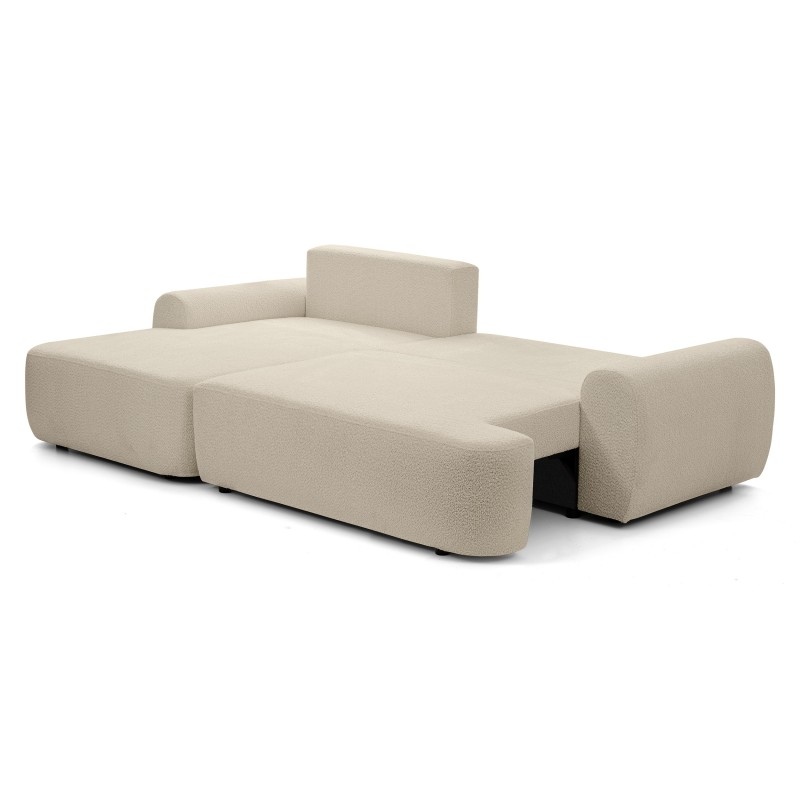 Rohová pohovka OLIVER s funkcí spaní a úložným boxem - Bouclé