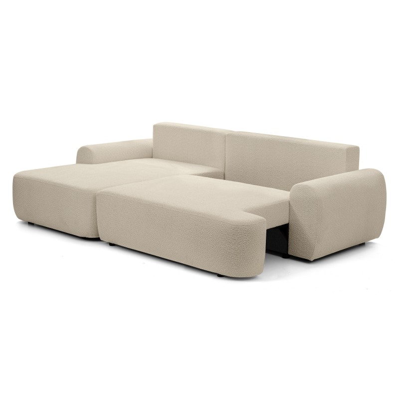 Rohová pohovka OLIVER s funkcí spaní a úložným boxem - Bouclé