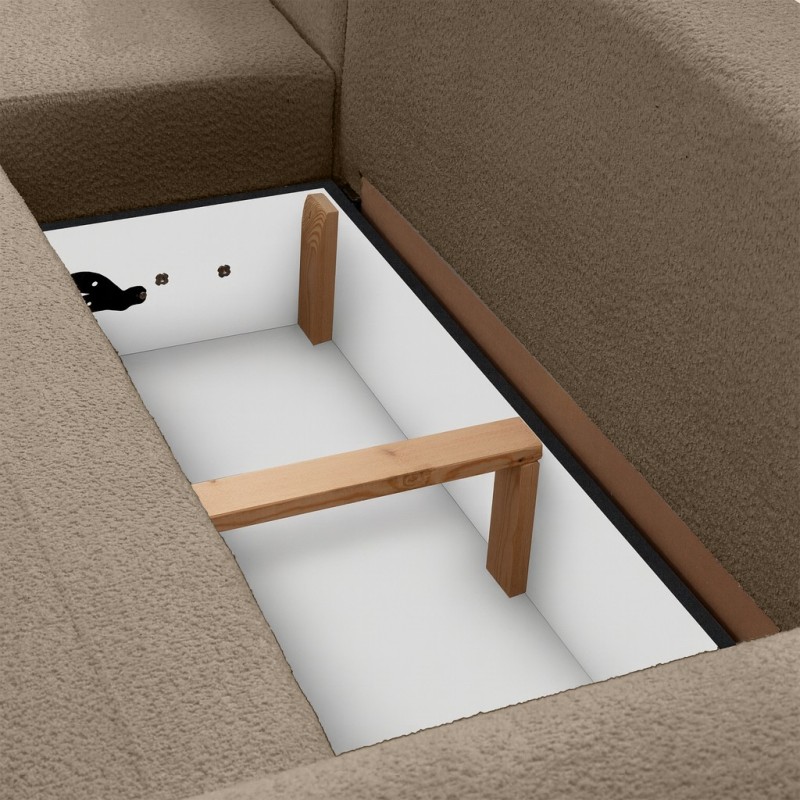 Rohová pohovka OLIVER s funkcí spaní a úložným boxem - Bouclé