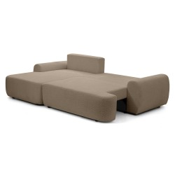 Rohová pohovka OLIVER s funkcí spaní a úložným boxem - Bouclé