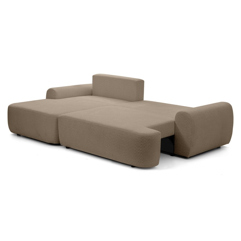 Rohová pohovka OLIVER s funkcí spaní a úložným boxem - Bouclé