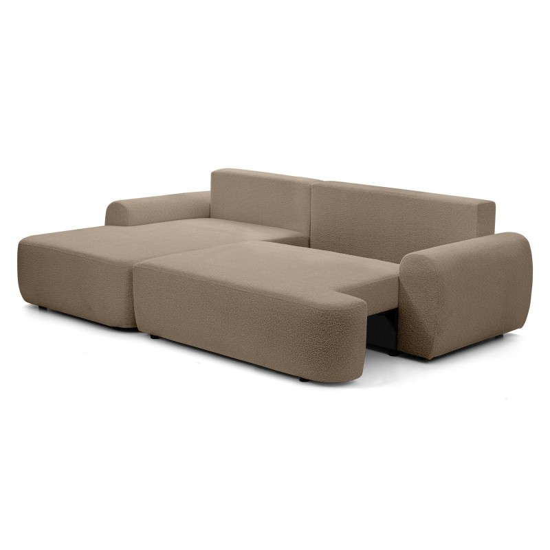 Rohová pohovka OLIVER s funkcí spaní a úložným boxem - Bouclé