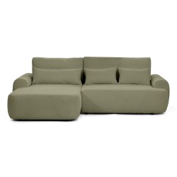 Rohová pohovka OLIVER s funkcí spaní a úložným boxem - Bouclé