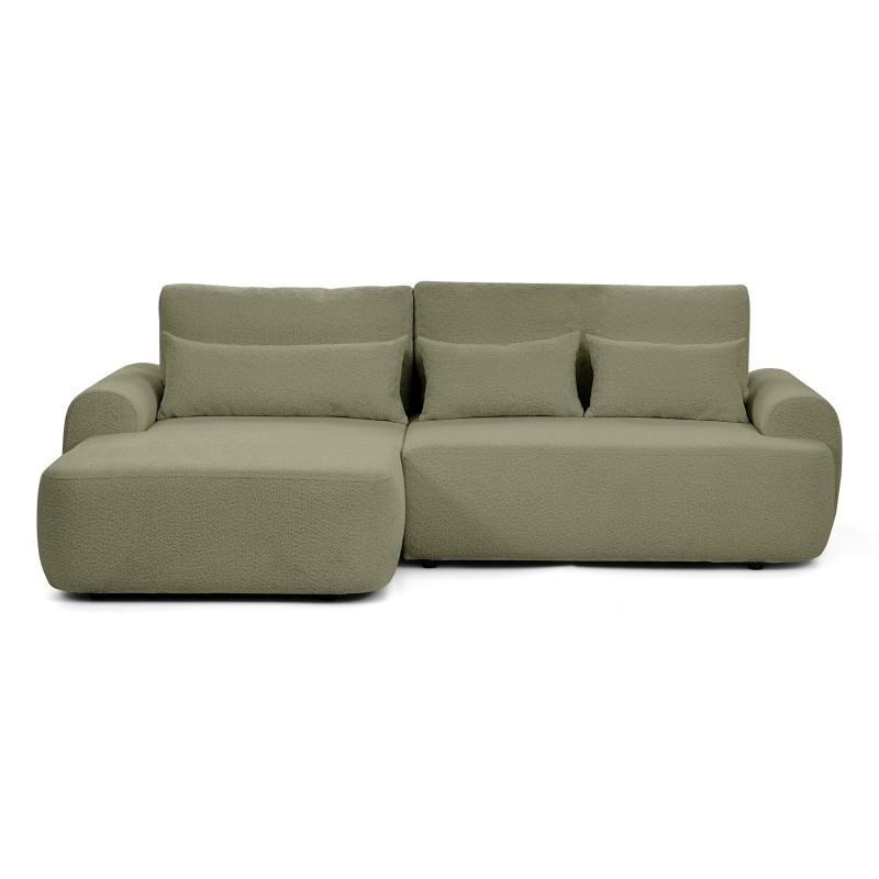 Rohová pohovka OLIVER s funkcí spaní a úložným boxem - Bouclé