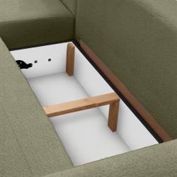 Rohová pohovka OLIVER s funkcí spaní a úložným boxem - Bouclé