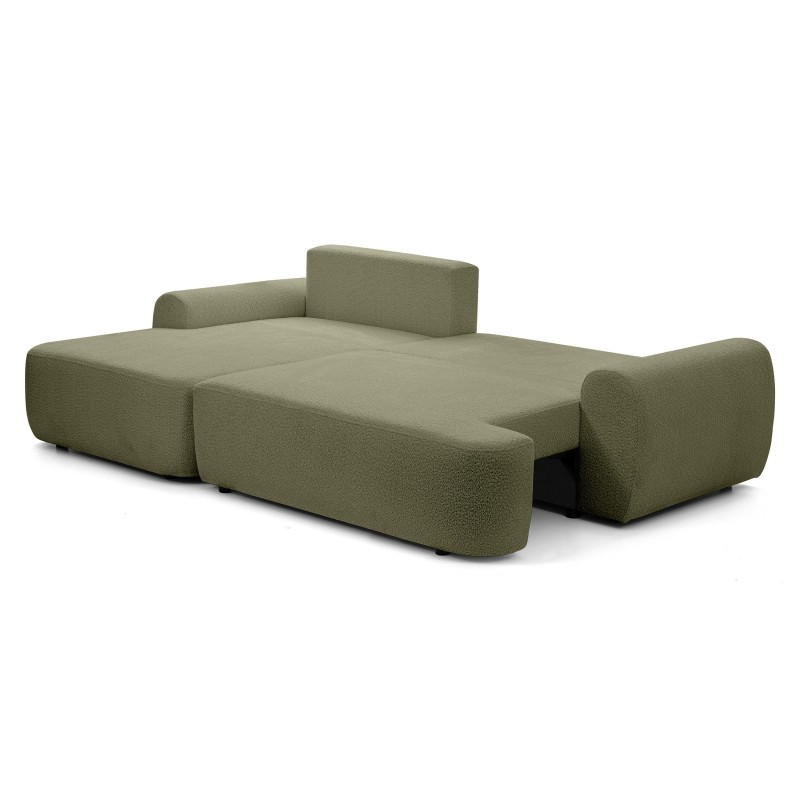 Rohová pohovka OLIVER s funkcí spaní a úložným boxem - Bouclé