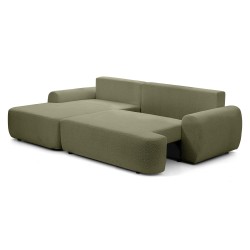 Rohová pohovka OLIVER s funkcí spaní a úložným boxem - Bouclé