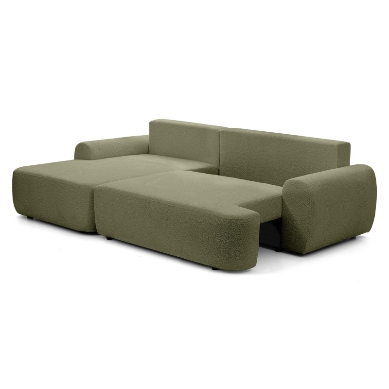 Rohová pohovka OLIVER s funkcí spaní a úložným boxem - Bouclé