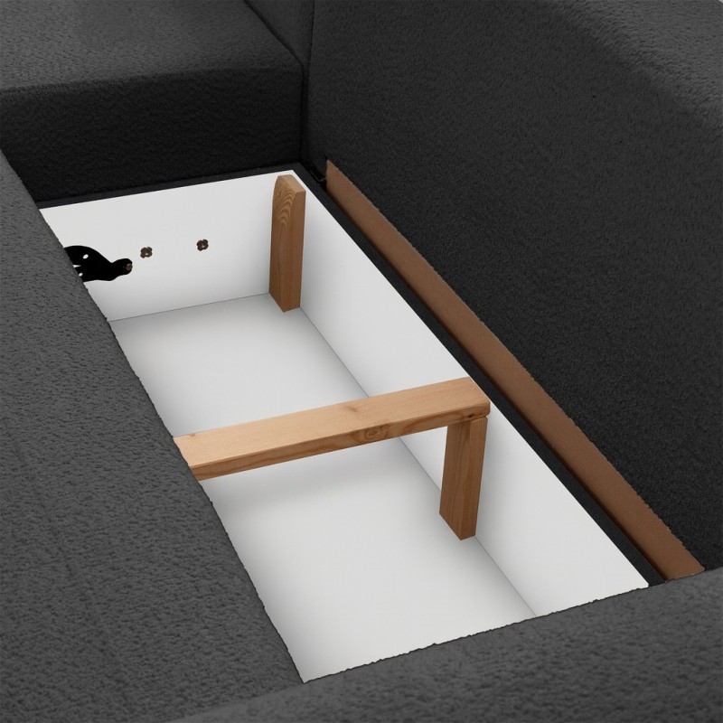 Rohová pohovka OLIVER s funkcí spaní a úložným boxem - Bouclé