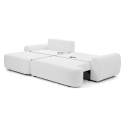 Rohová pohovka OLIVER s funkcí spaní a úložným boxem - Bouclé