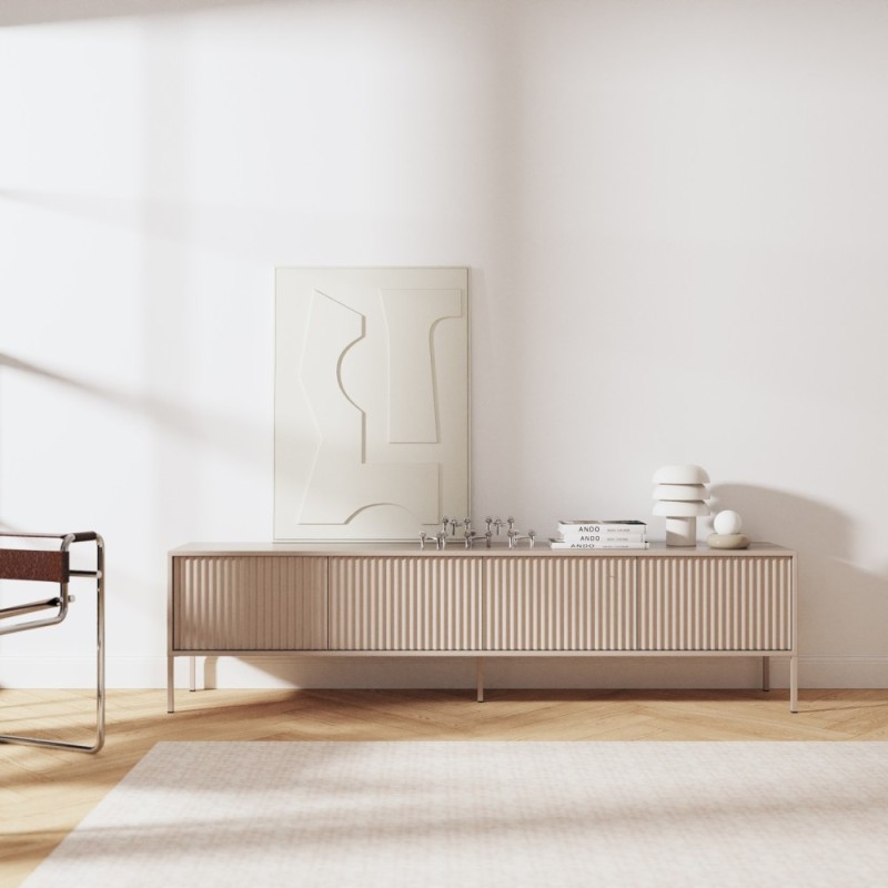 TV stolek NOTO se 4 dveřmi a drážkovanými čely | Kašmír