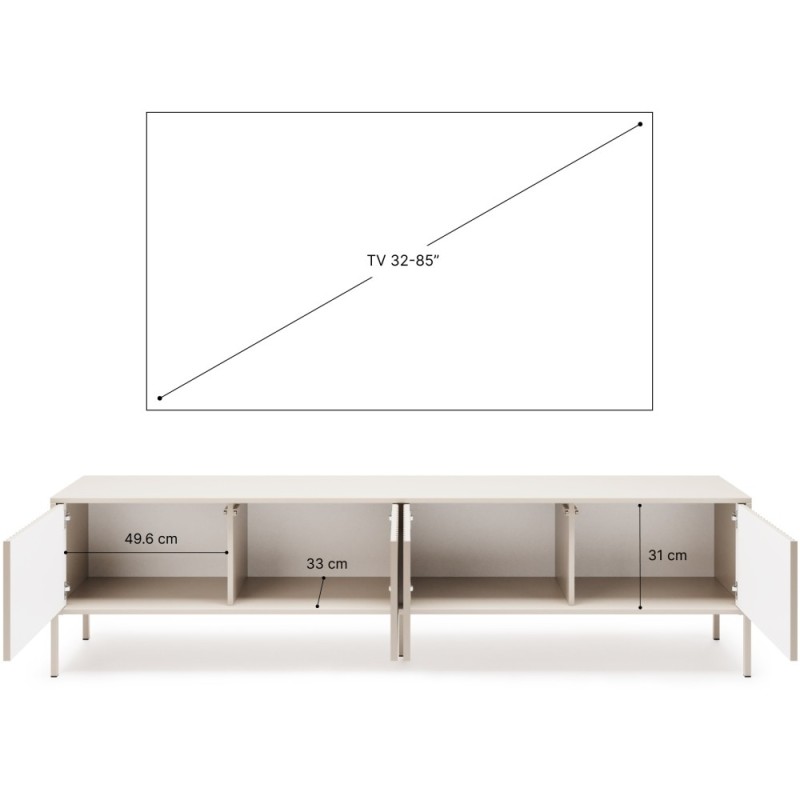 TV stolek NOTO se 4 dveřmi a drážkovanými čely | Kašmír