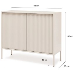 Komoda NOTO se 2 dveřmi a drážkovanými čely | Kašmír