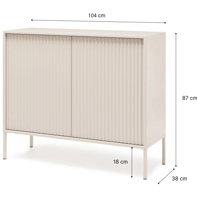 Komoda NOTO se 2 dveřmi a drážkovanými čely | Kašmír