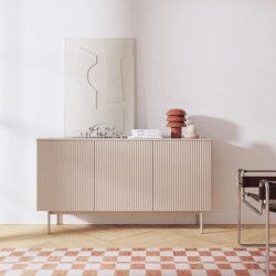 Komoda SOFT se 3 dveřmi a drážkovanými čely | Kašmír