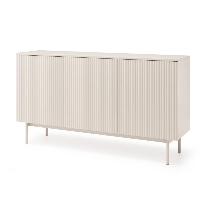 Komoda SOFT se 3 dveřmi a drážkovanými čely | Kašmír