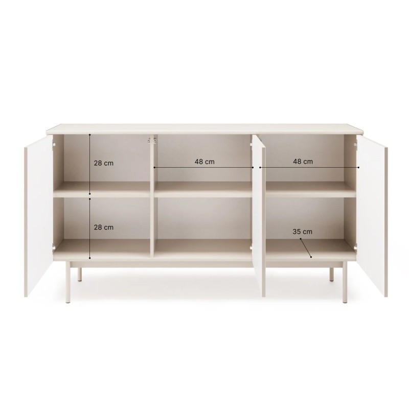 Komoda SOFT se 3 dveřmi a drážkovanými čely | Kašmír