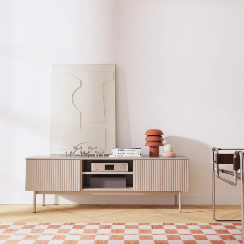 TV stolek SOFT se 2 dvířky a rýhovanými čely