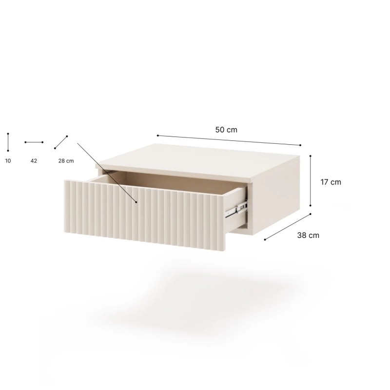 Zavěšený noční stolek SOFT s 1 zásuvkou – moderní design