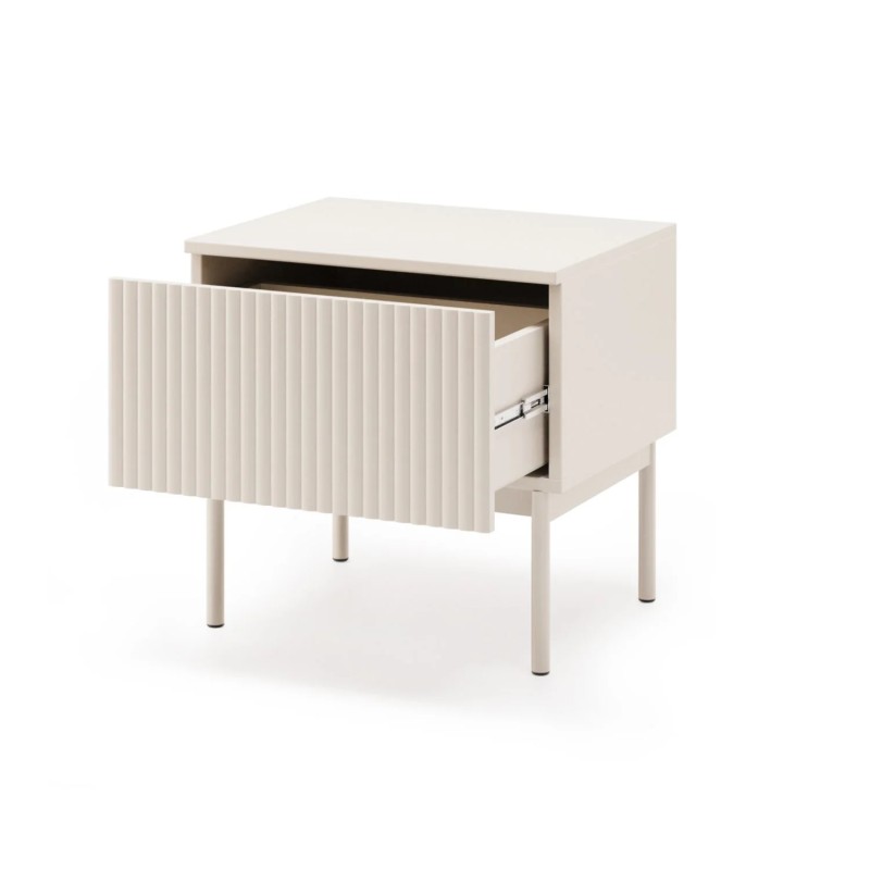 Noční stolek SOFT s 1 zásuvkou a rýhovanými čely