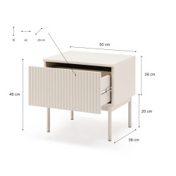 Noční stolek SOFT s 1 zásuvkou a rýhovanými čely