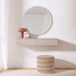 Zavěšený konzolový stolek SOFT s rýhovanými čely – moderní design v barvě kašmír