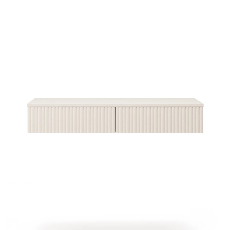 Zavěšený konzolový stolek SOFT s rýhovanými čely – moderní design v barvě kašmír