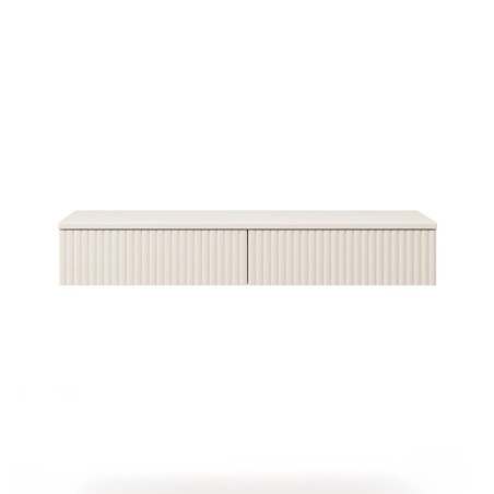 Zavěšený konzolový stolek SOFT s rýhovanými čely – moderní design v barvě kašmír