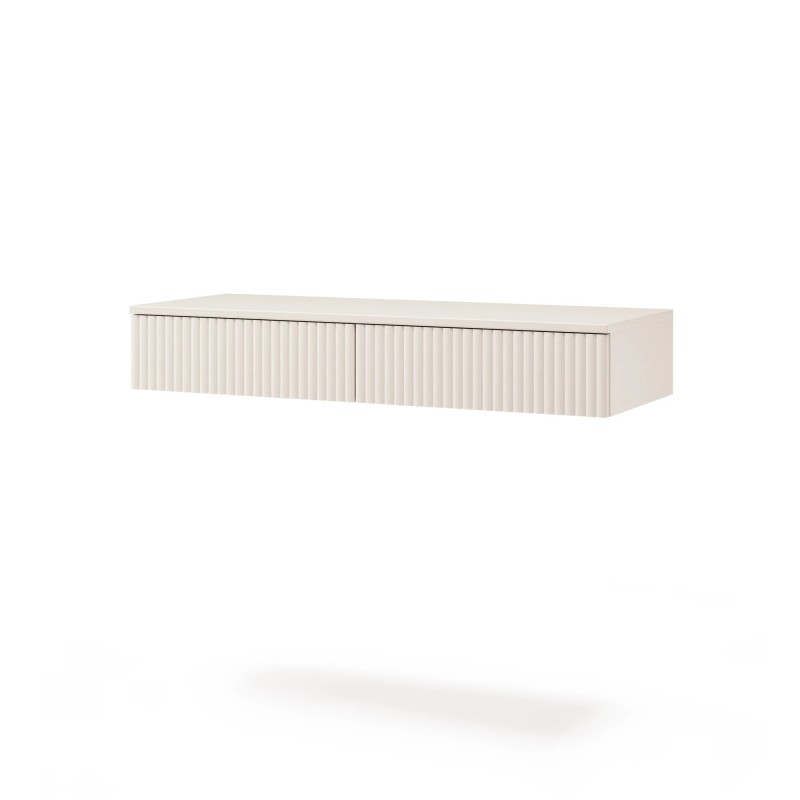 Zavěšený konzolový stolek SOFT s rýhovanými čely – moderní design v barvě kašmír