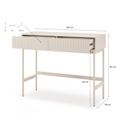 Konzolový stolek SOFT s 2 zásuvkami a rýhovanými čely