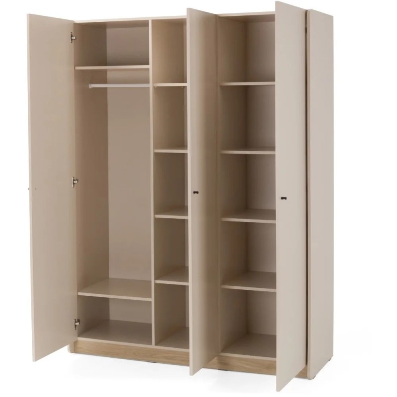 Třídveřová šatní skříň ALEX | Moderní šatní skříň s policemi a tyčí