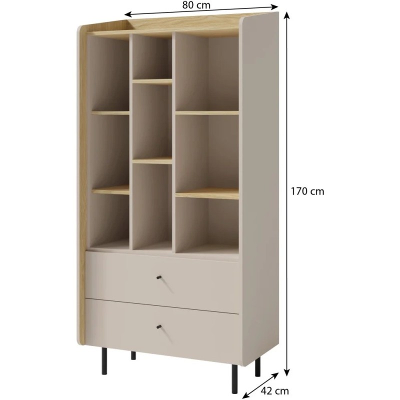 Knihovna ALEX se 2 zásuvkami - moderní a funkční